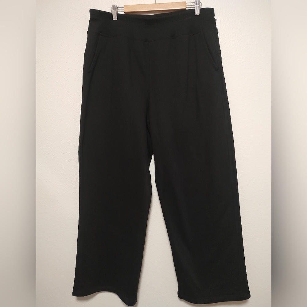 Calvin Klein Performance Black Wide Leg Open Cuff Pull-On Sweatpants Size 1X